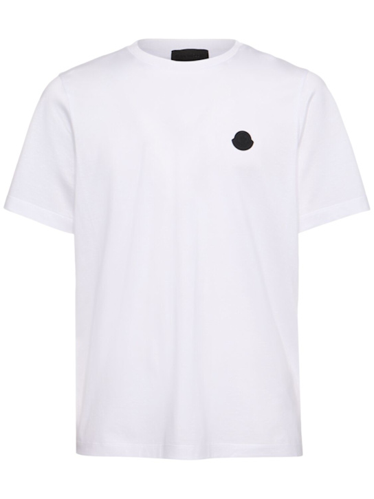 Moncler: Vertical back logo cotton t-shirt - men_0 | Luisa Via Roma