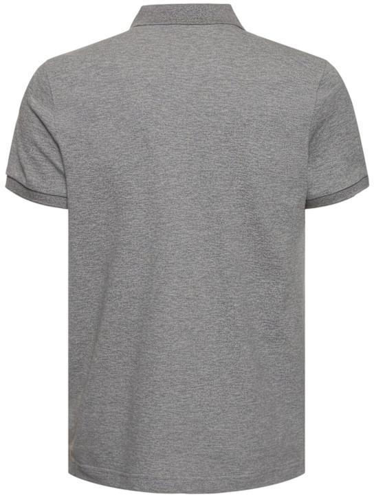 Moncler: Logo patch cotton polo shirt - Grey - men_3 | Luisa Via Roma