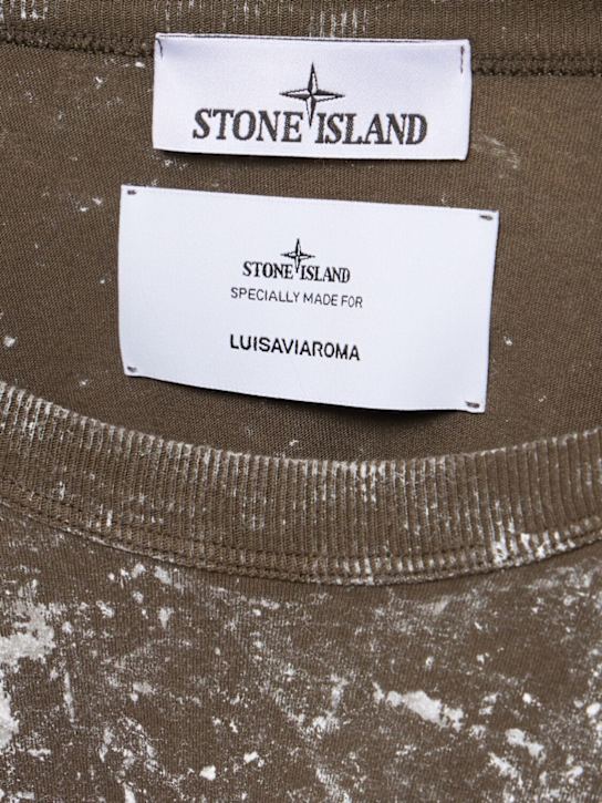 Stone Island: LuisaViaRoma short sleeve t-shirt - Verde Militare - men_5 | Luisa Via Roma