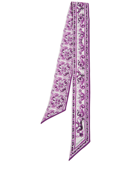 Dolce&Gabbana: Printed silk bandeau - Maiolica Viola - women_0 | Luisa Via Roma