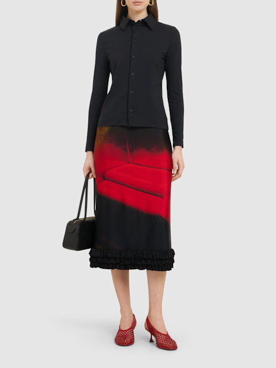 Jil Sander: 印花亮面粘胶纤维混纺迷笛半身裙 - women_1 | Luisa Via Roma