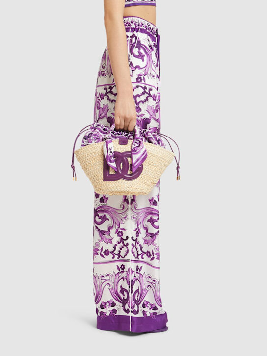 Dolce&Gabbana: Small Kendra straw tote bag - Purple - women_1 | Luisa Via Roma