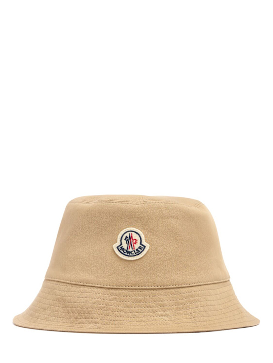 Moncler: Logo reversible cotton blend bucket hat - Beige - men_0 | Luisa Via Roma