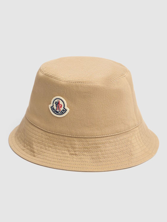 Moncler: Logo reversible cotton blend bucket hat - Beige - men_4 | Luisa Via Roma