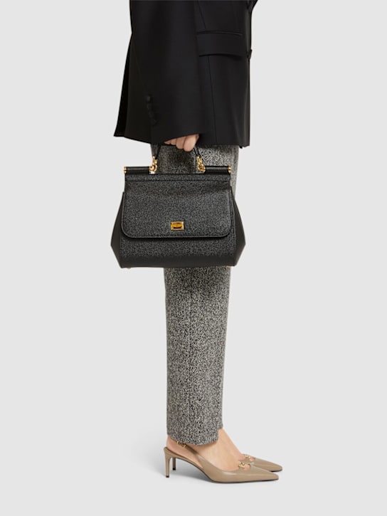 Dolce&Gabbana: Large Sicily dauphine leather bag - Black - women_1 | Luisa Via Roma