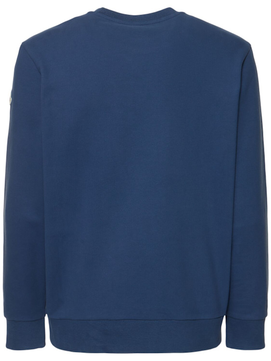 Moncler: Cotton & denim sweatshirt - Blue - men_3 | Luisa Via Roma