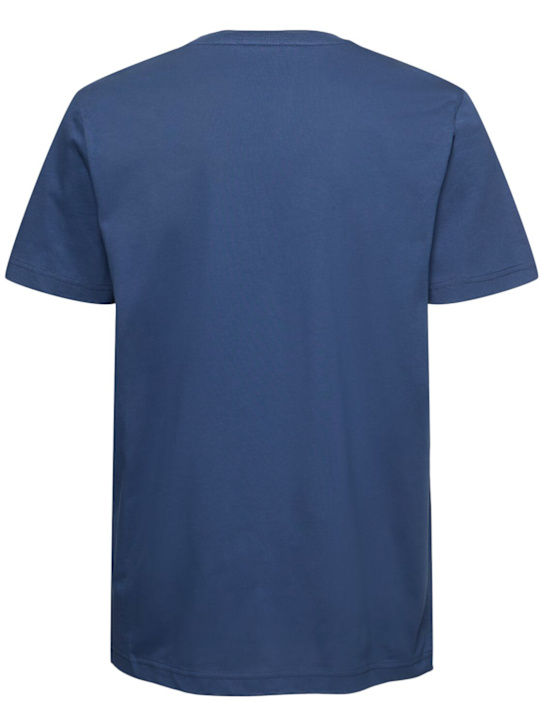 Moncler: Cotton denim t-shirt with pocket - Blue - men_3 | Luisa Via Roma