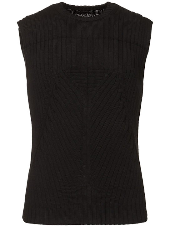 Rick Owens: Knit ribbed cotton vest - Black - men_0 | Luisa Via Roma