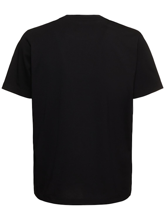 Moncler: Rubberised logo cotton t-shirt - Black - men_3 | Luisa Via Roma