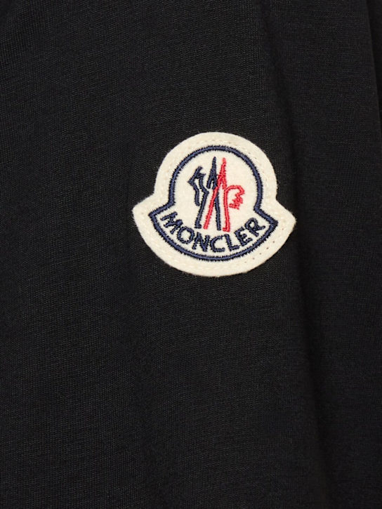 Moncler: Rubberised logo cotton t-shirt - Black - men_4 | Luisa Via Roma