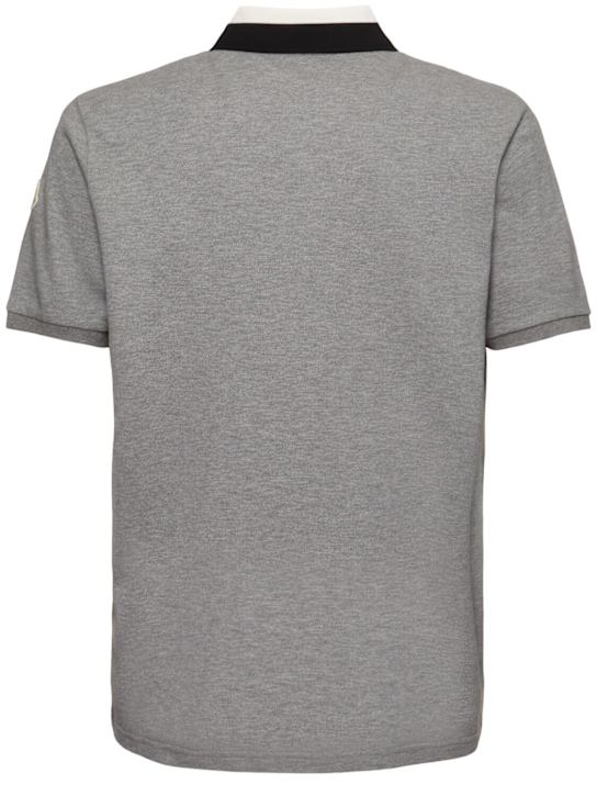 Moncler: Embroidered logo cotton polo shirt - Grey - men_3 | Luisa Via Roma
