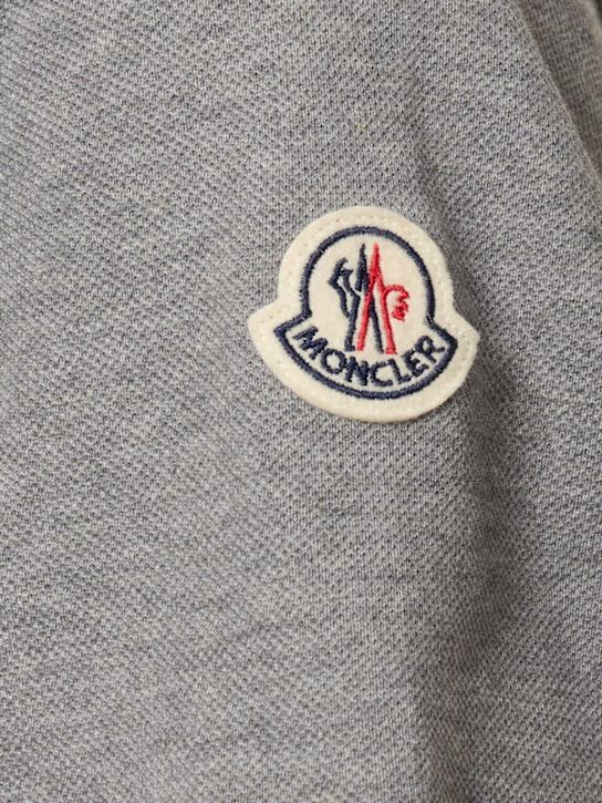 Moncler: Embroidered logo cotton polo shirt - Grey - men_4 | Luisa Via Roma