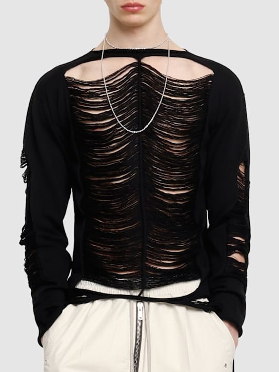 Rick Owens: LS top sweater - Black - men_2 | Luisa Via Roma