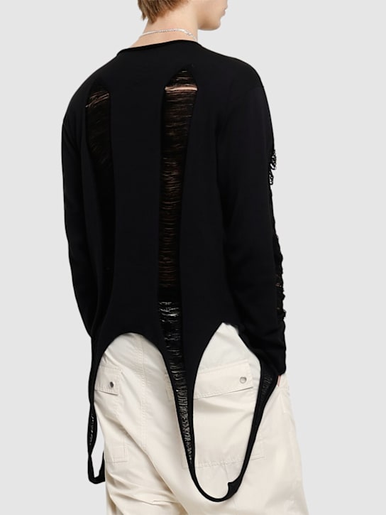 Rick Owens: LS top sweater - Black - men_3 | Luisa Via Roma