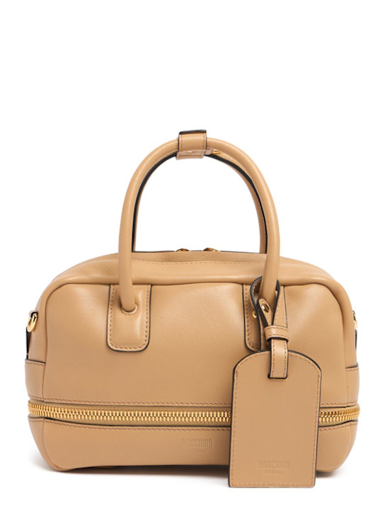 Moschino: Folding leather top handle bag - women_0 | Luisa Via Roma