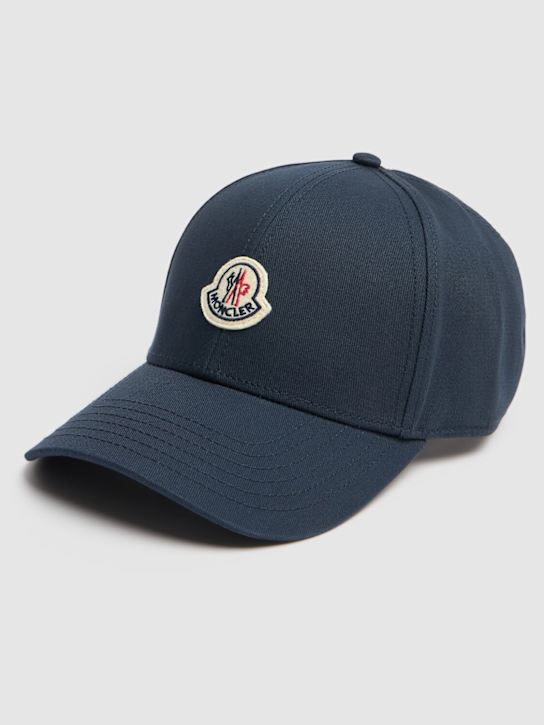 Moncler: Logo cotton gabardine baseball cap - Navy - men_2 | Luisa Via Roma