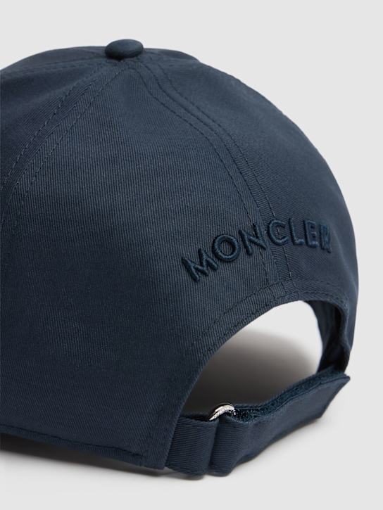 Moncler: Logo cotton gabardine baseball cap - Navy - men_3 | Luisa Via Roma