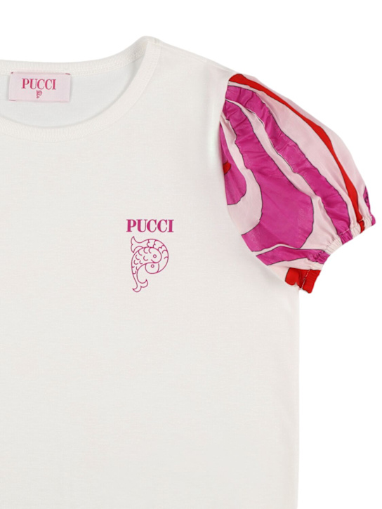 Pucci: T-shirt in jersey di cotone stampato - kids-girls_1 | Luisa Via Roma
