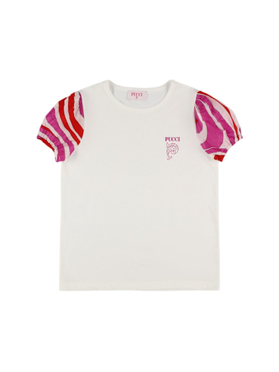 Pucci: T-shirt in jersey di cotone stampato - kids-girls_0 | Luisa Via Roma