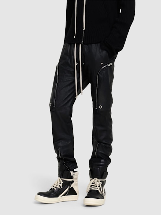 Rick Owens: Geobasket high top leather sneakers - men_1 | Luisa Via Roma