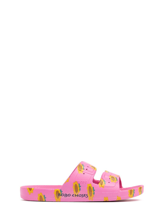 Bobo Choses: Printed rubber slides - フクシャ - kids-girls_0 | Luisa Via Roma
