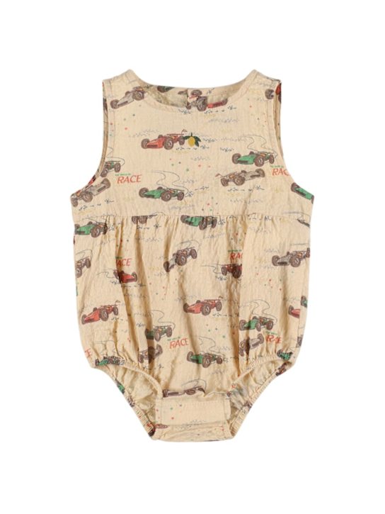 Konges Sløjd: Printed woven stretch cotton romper - Beige/Multi - kids-boys_0 | Luisa Via Roma
