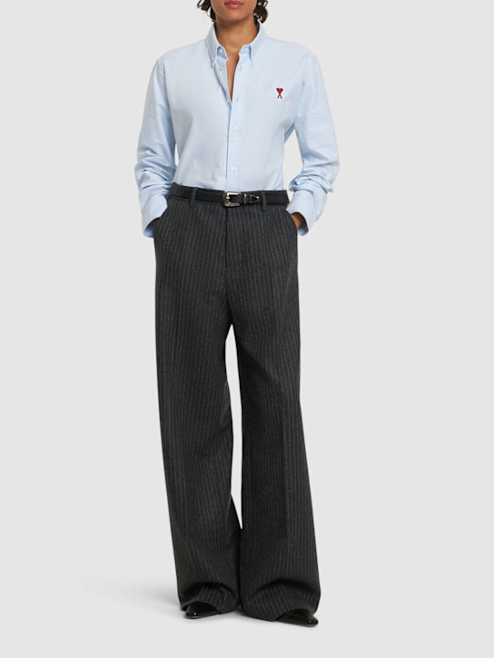 AMI Paris: Cotton poplin logo shirt - women_1 | Luisa Via Roma