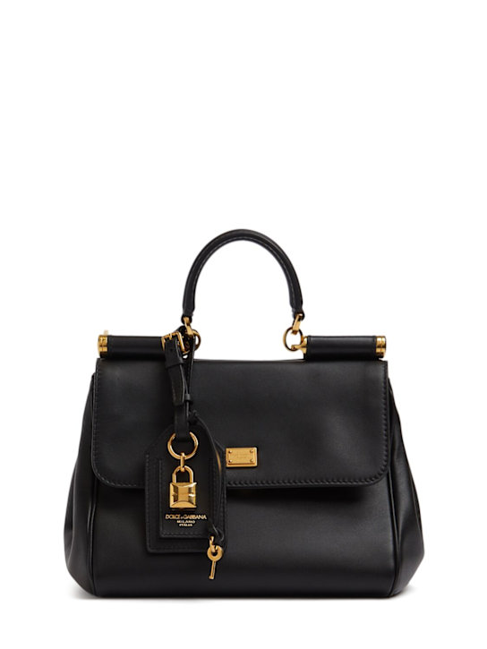 Dolce&Gabbana: Small My Sicily leather top handle bag - Black - women_0 | Luisa Via Roma