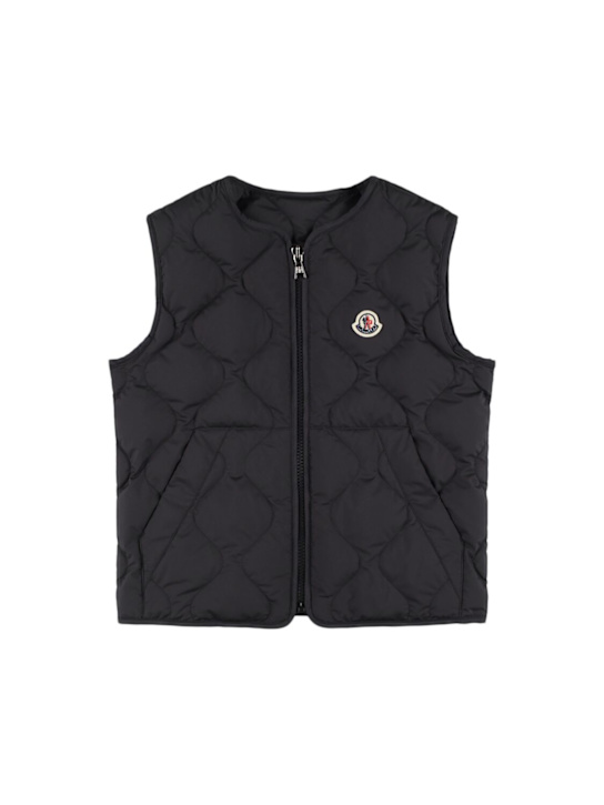 Moncler: Chaleco de plumas de techno - Negro - kids-boys_0 | Luisa Via Roma