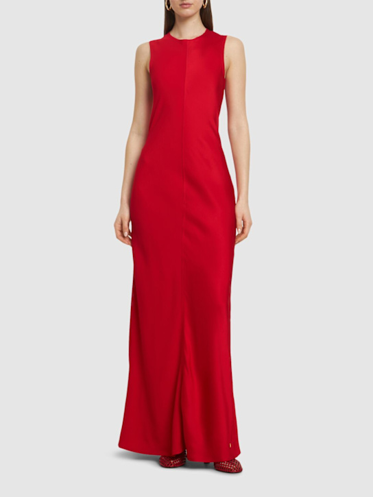 Viscose blend crepe long dress - Thumbnail 2