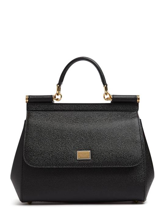 Dolce&Gabbana: Large Sicily dauphine leather bag - Black - women_0 | Luisa Via Roma