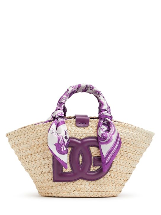Dolce&Gabbana: Small Kendra straw tote bag - Purple - women_0 | Luisa Via Roma