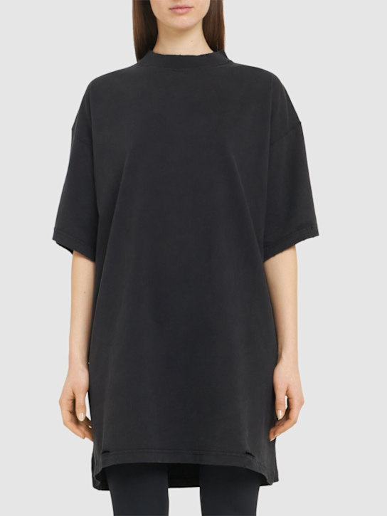 Balenciaga: Oversize cotton t-shirt - Washed Blue - women_1 | Luisa Via Roma