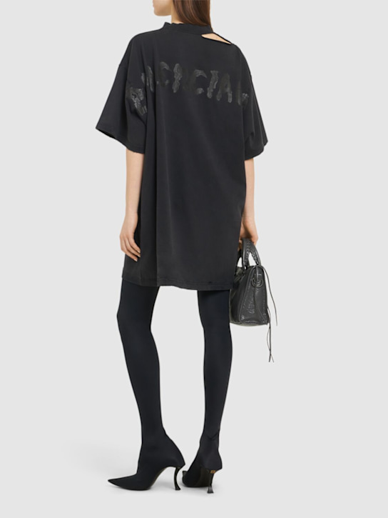 Balenciaga: Oversize cotton t-shirt - Washed Blue - women_0 | Luisa Via Roma