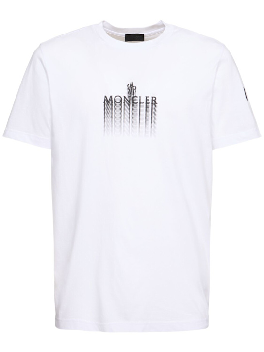 Moncler: Faded logo cotton t-shirt - White - men_0 | Luisa Via Roma