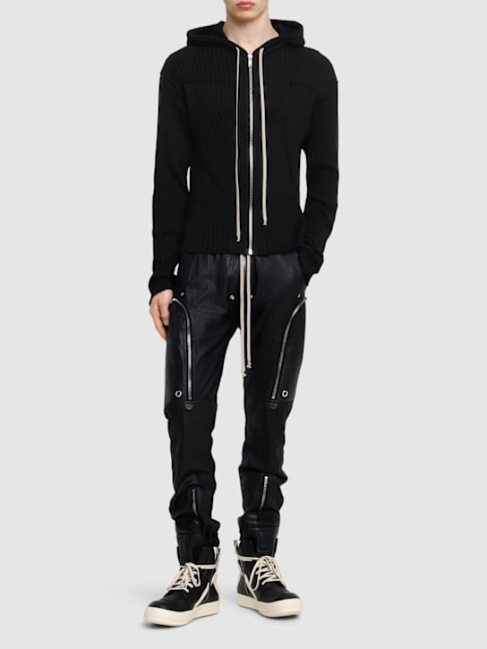Rick Owens: Bauhaus cargo leather pants - Black - men_1 | Luisa Via Roma