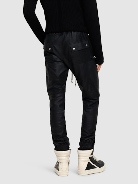Rick Owens: Bauhaus cargo leather pants - Black - men_2 | Luisa Via Roma