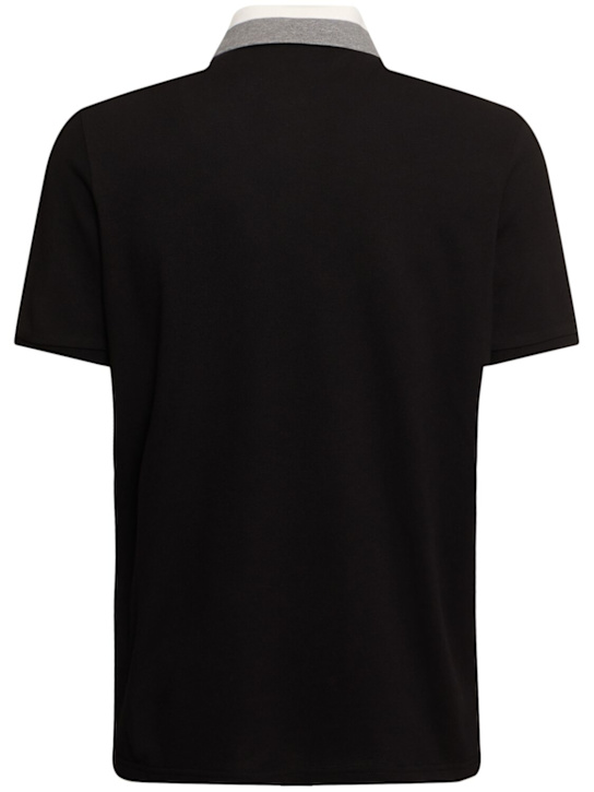 Moncler: Embroidered logo cotton polo shirt - Black - men_3 | Luisa Via Roma
