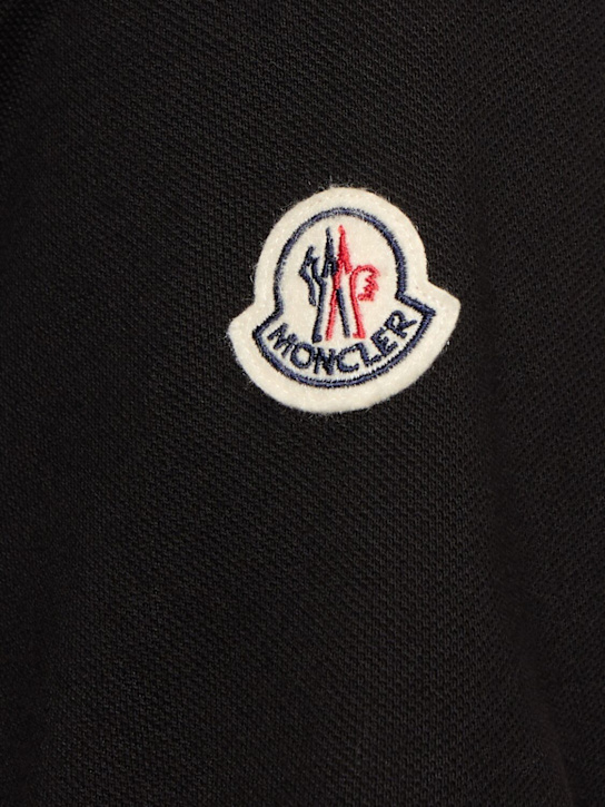 Moncler: Embroidered logo cotton polo shirt - Black - men_4 | Luisa Via Roma