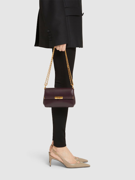 Dolce&Gabbana: Marlene palmellato leather shoulder bag - Bordeaux - women_1 | Luisa Via Roma