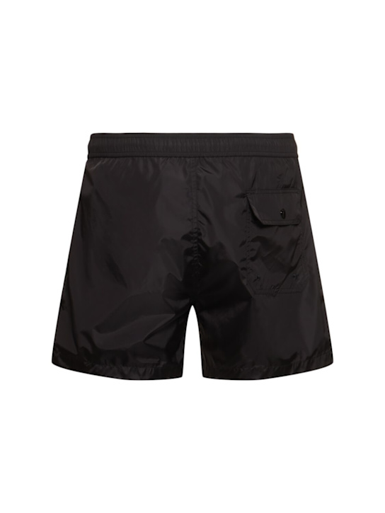 Moncler: Tricolour trimmed nylon swim shorts - Black - men_2 | Luisa Via Roma