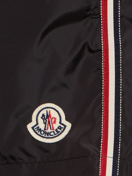 Moncler: Tricolour trimmed nylon swim shorts - Black - men_3 | Luisa Via Roma
