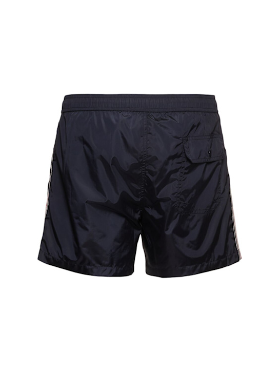 Moncler: Tricolour trimmed nylon swim shorts - Navy - men_2 | Luisa Via Roma