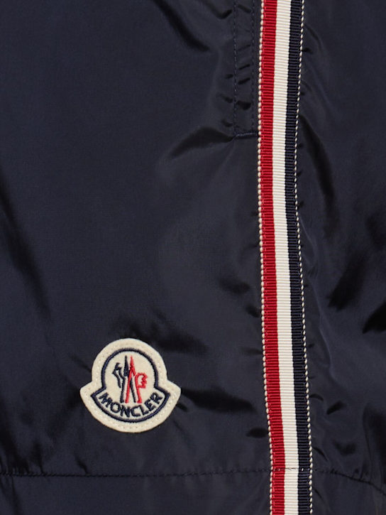 Moncler: Tricolour trimmed nylon swim shorts - Navy - men_3 | Luisa Via Roma