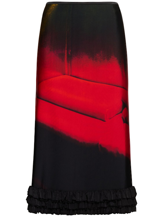 Jil Sander: 印花亮面粘胶纤维混纺迷笛半身裙 - women_0 | Luisa Via Roma