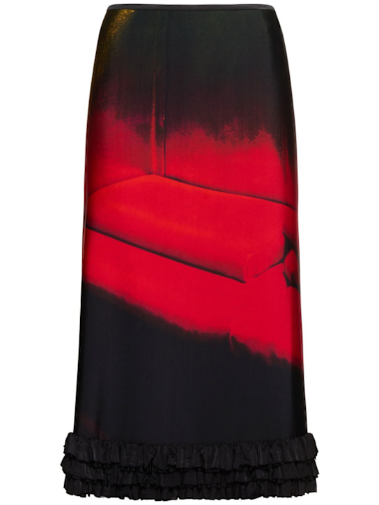 Jil Sander: Printed shiny viscose blend midi skirt - women_0 | Luisa Via Roma