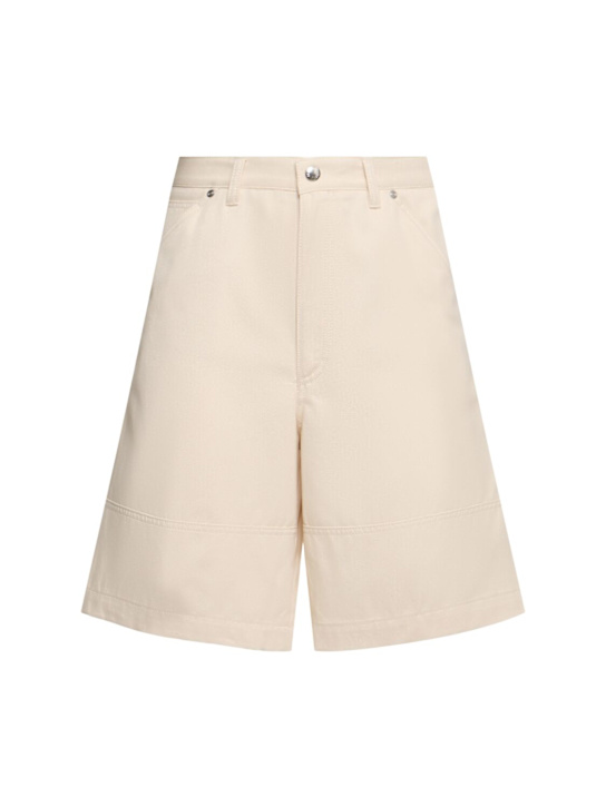 Moncler: Cotton twill shorts - White Ivory - men_0 | Luisa Via Roma