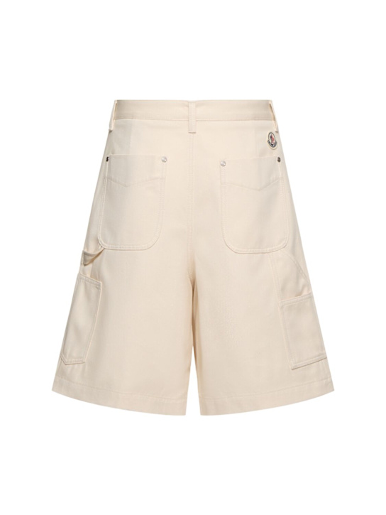 Moncler: Cotton twill shorts - White Ivory - men_3 | Luisa Via Roma