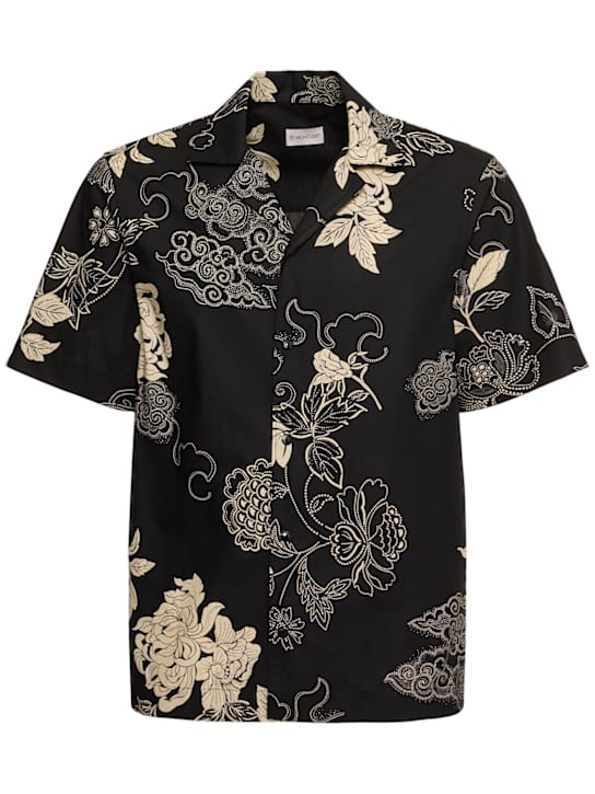 Moncler: Floral print cotton shirt - men_0 | Luisa Via Roma