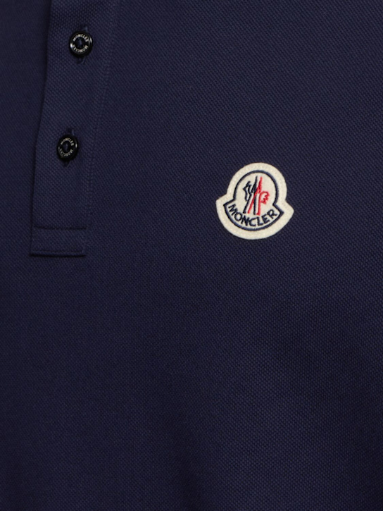 Moncler: Striped cotton piquet polo shirt - Dark Blue - men_4 | Luisa Via Roma